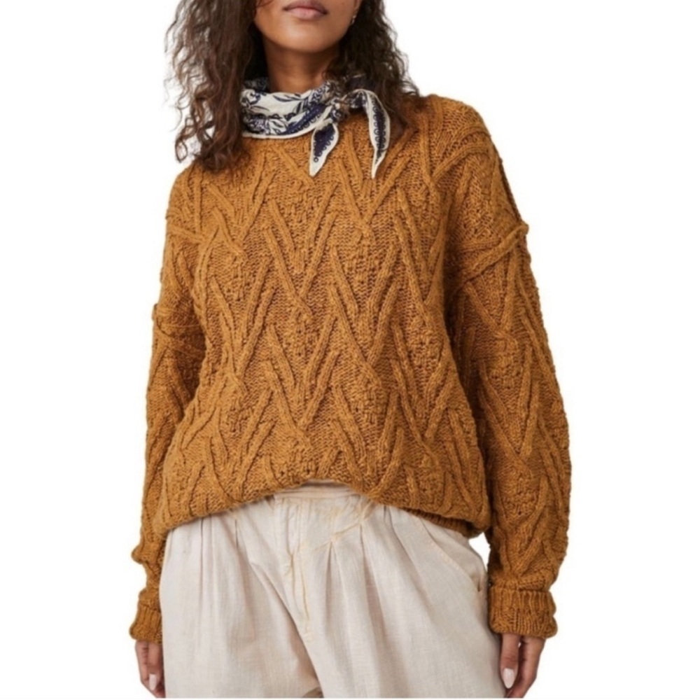 FREE PEOPLE Isla Oversized Fair Isle Tunic Sweater in Turmeric